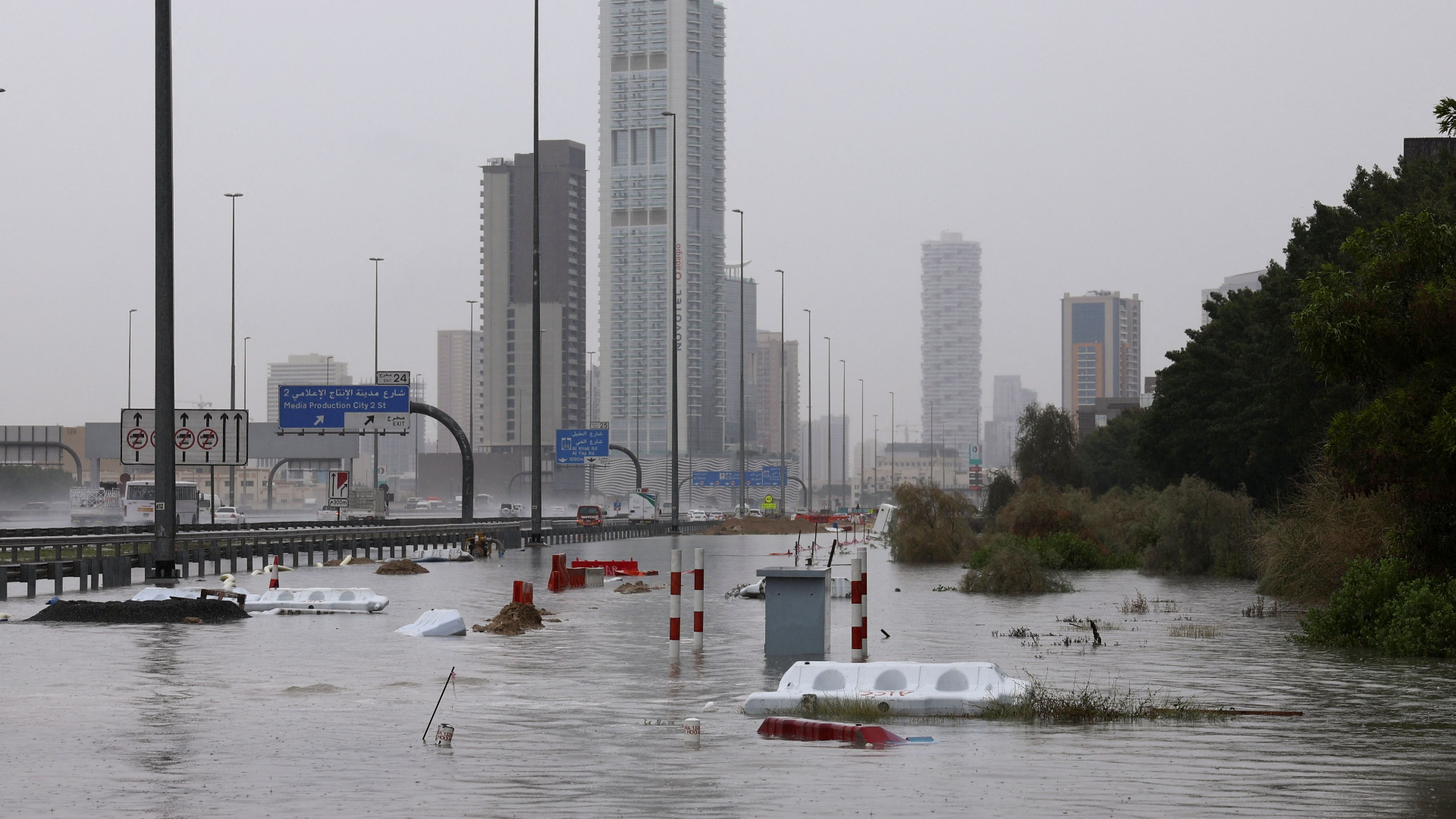 Police video shows clean-up efforts after heavy rains lash UAE