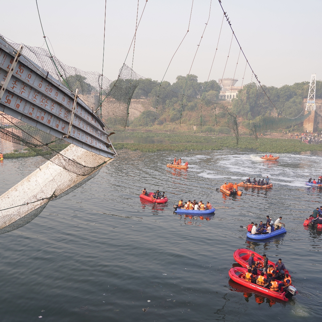 More than 130 killed in India after suspension bridge collapses